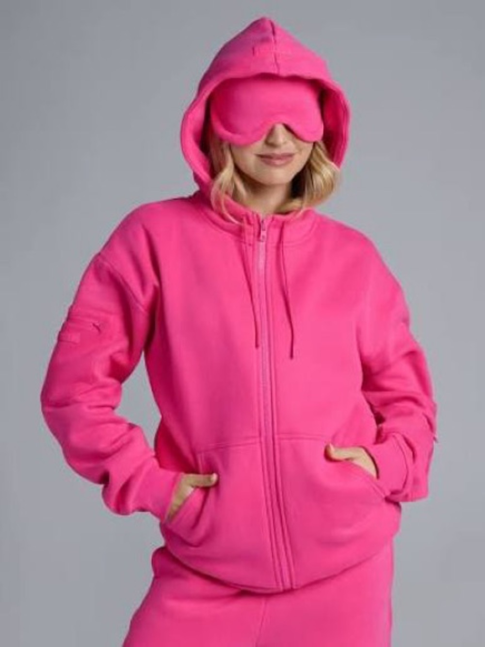 Comfrt Airplane Mode Hot Pink Full-Zip Hoodie with Hood